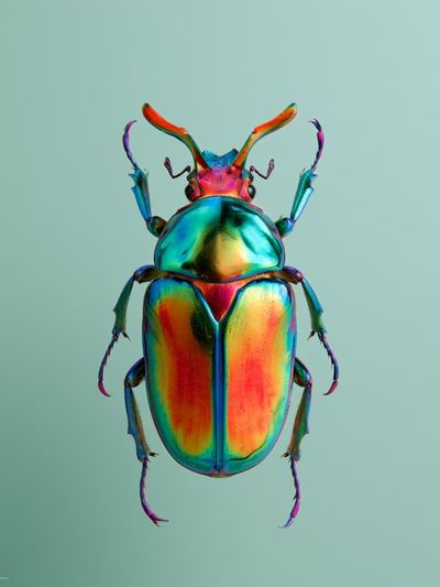 Rainbow Beetle Illustration Poster.