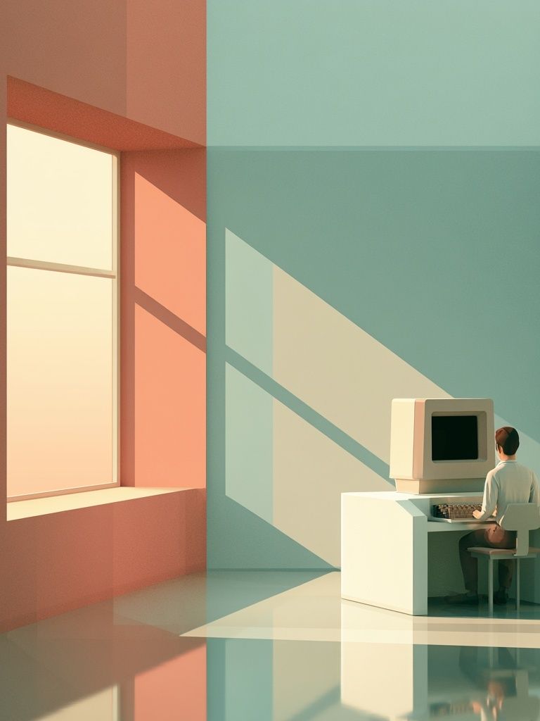 Retro Computer Room Poster. poster — illustration art