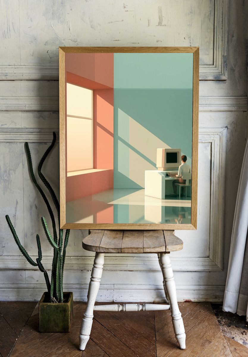 Retro Computer Room Poster. — room view 1