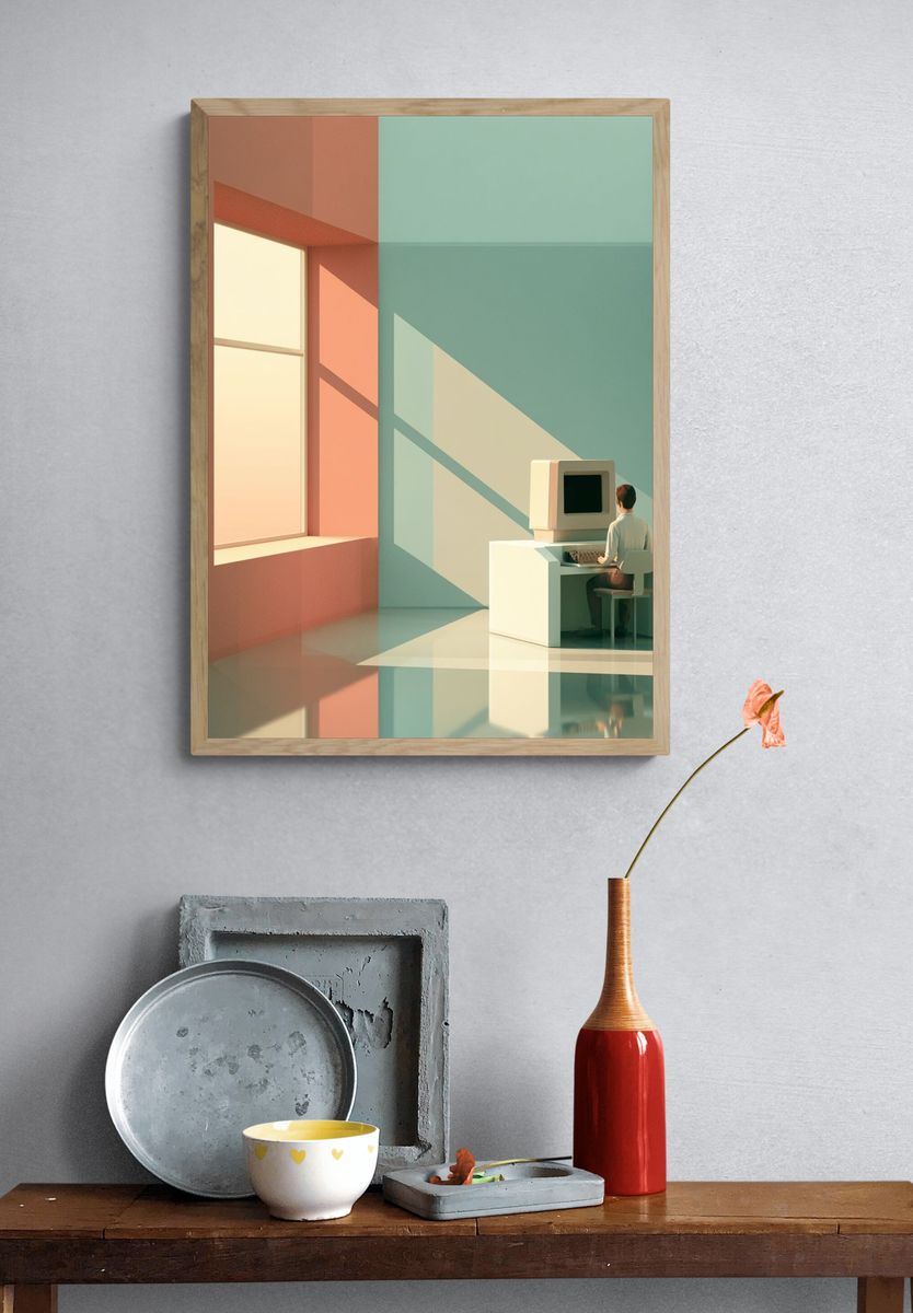 Retro Computer Room Poster. — room view 3