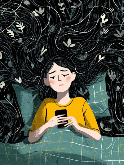 Sleepless Girl Digital Art Poster. poster print