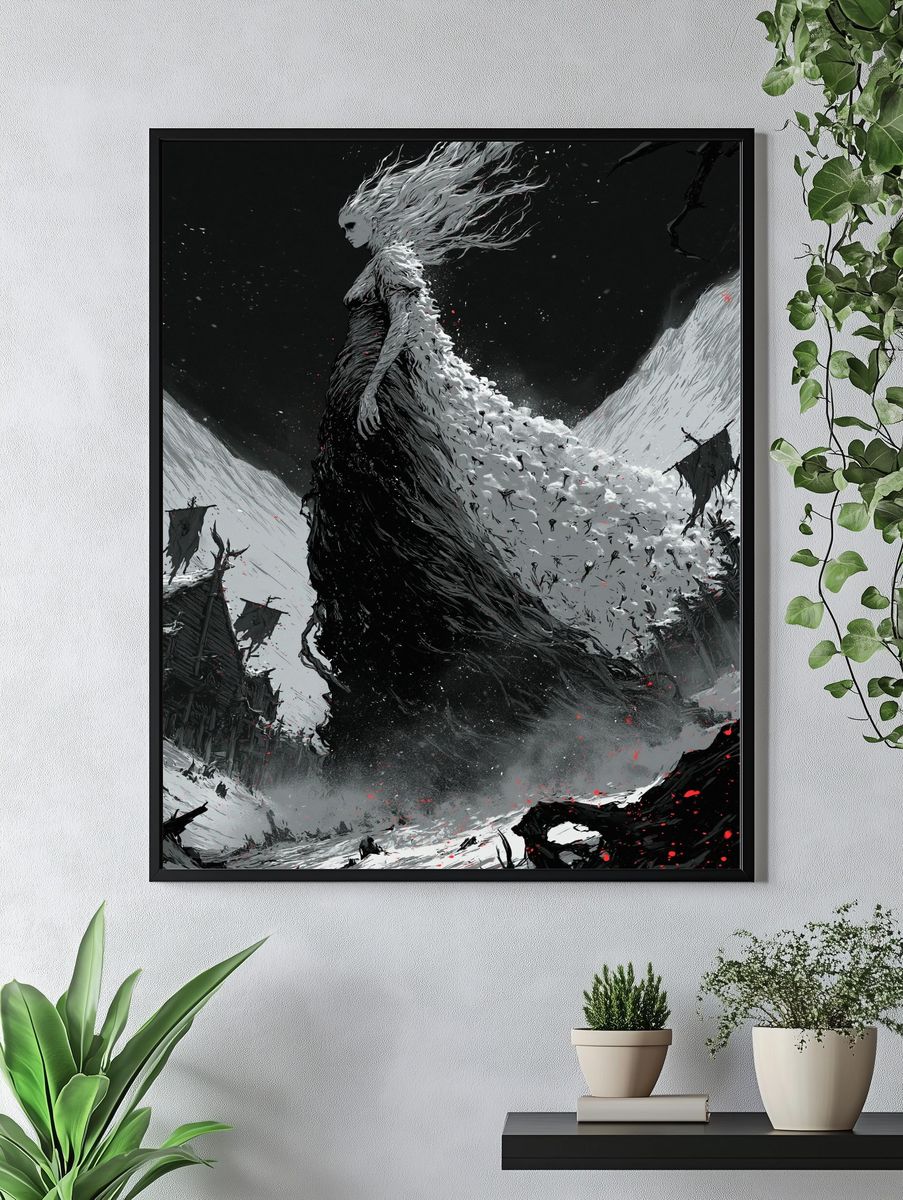 Dark Fantasy Warrior Illustration Poster. — room view 4