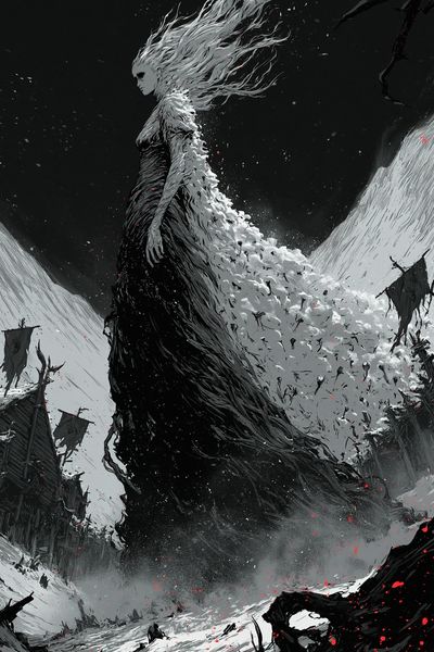 Dark Fantasy Warrior Illustration Poster. poster