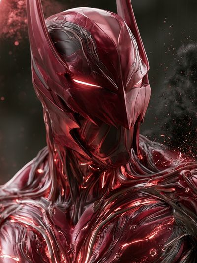 Red Metallic Superhero Portrait Poster. poster