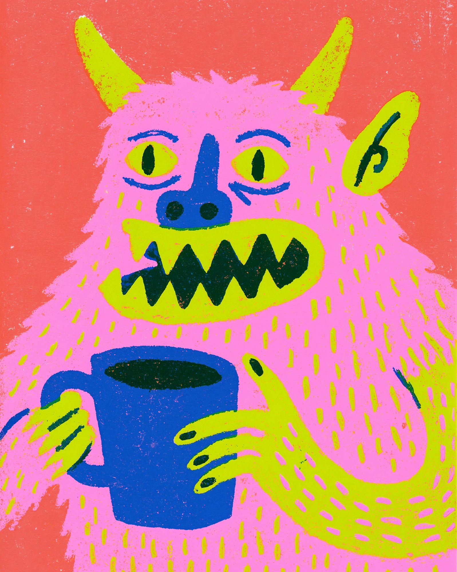 Neon Monster Illustration Poster. poster detail