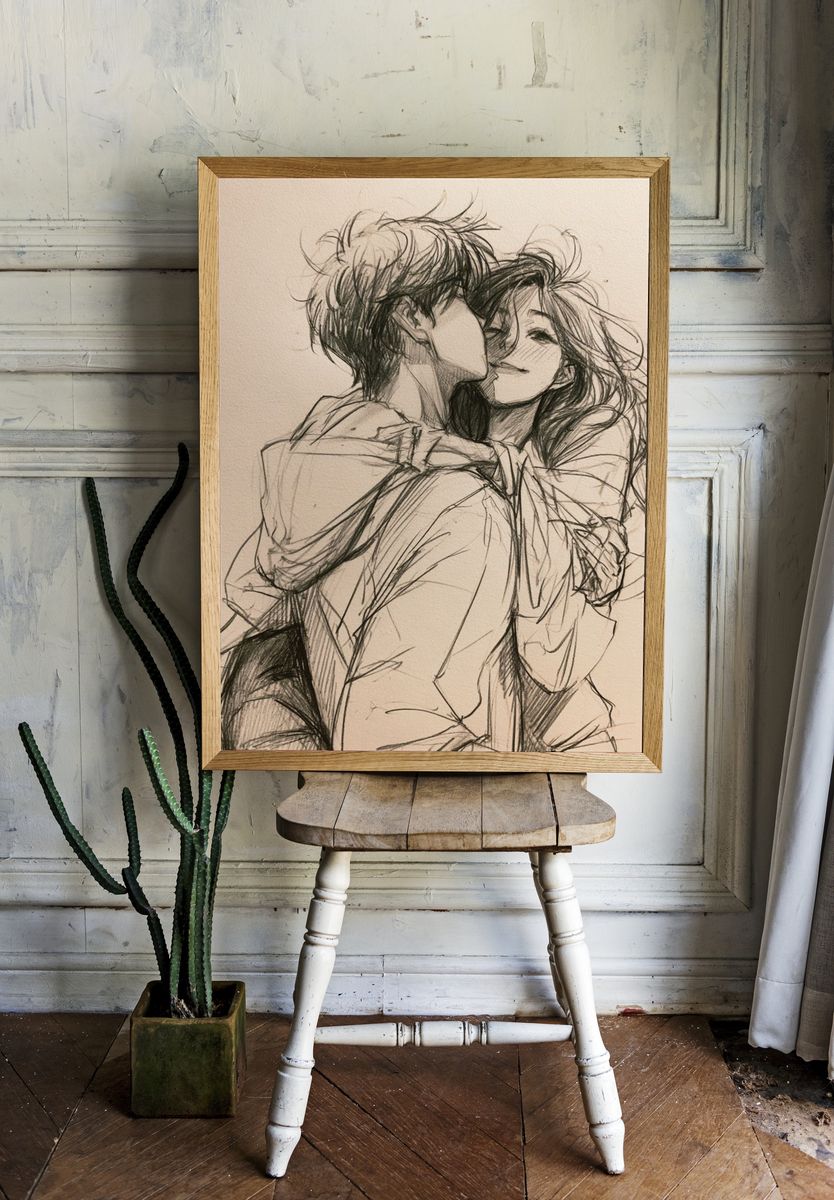 Tender Embrace Sketch Poster. — room view 1