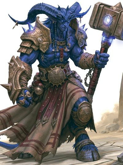 Blue Minotaur Warrior Fantasy Print. poster