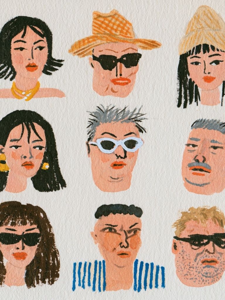 Eclectic Portrait Faces Illustration Poster. poster — illustration art