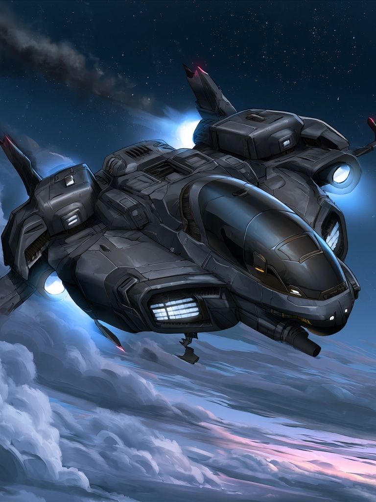 Futuristic Spacecraft Digital Art Poster. poster detail