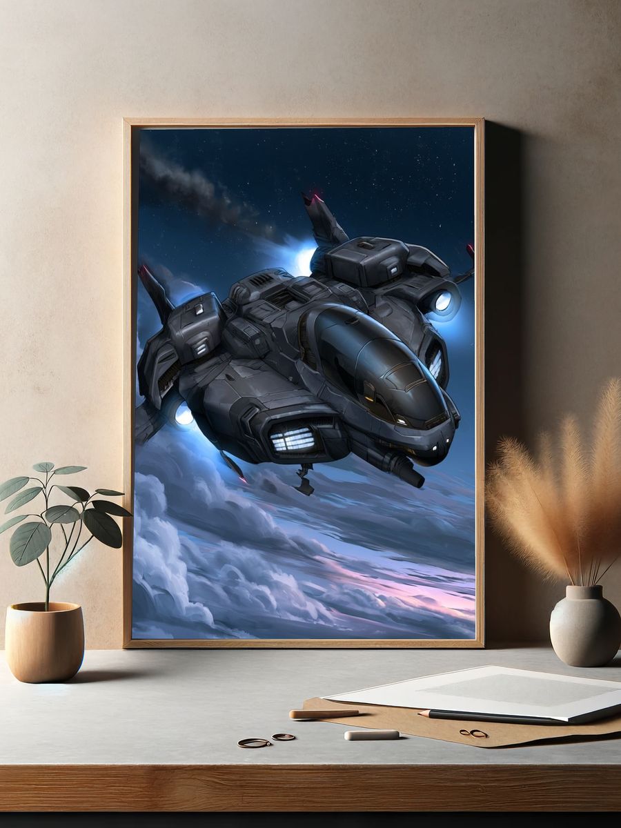 Futuristic Spacecraft Digital Art Poster. — room view 2