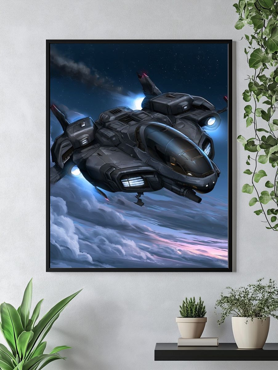 Futuristic Spacecraft Digital Art Poster. — room view 4