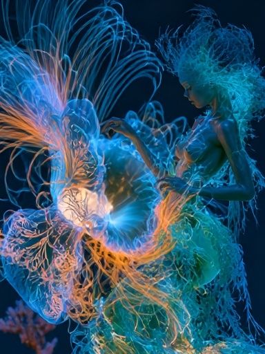 Neon Jellyfish Dance Illustration Poster. poster detail