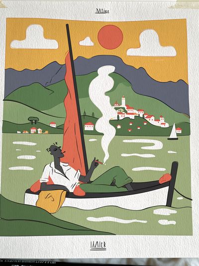 Mediterranean Sailor Illustration Poster.