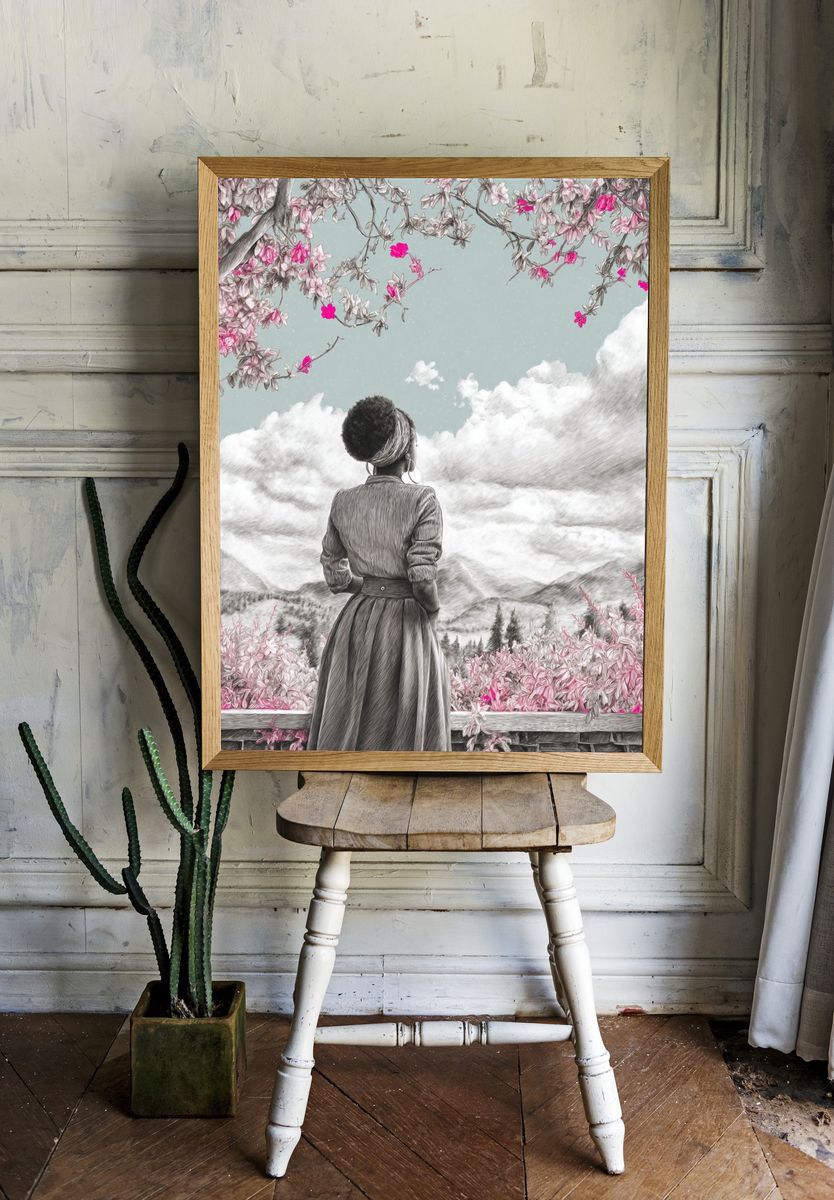 Dreamy Woman in Bloom Poster. — room view 1