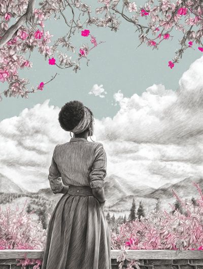 Dreamy Woman in Bloom Poster. poster print