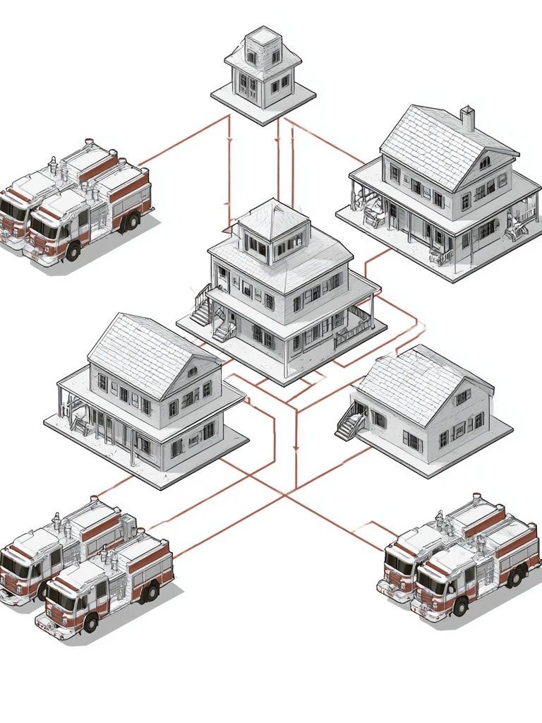 Fire Station Network Illustration Poster. poster detail