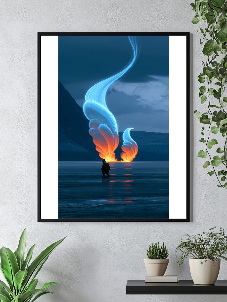 Surreal Lake Firelight Print. — room view 4