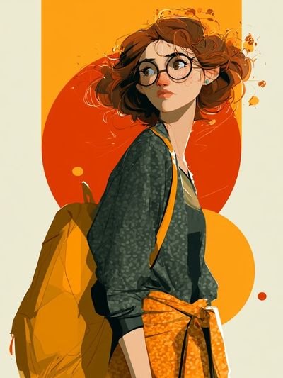 Curious Girl Illustration Poster. poster