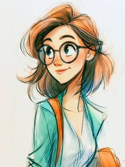 Girl with Glasses Illustration Poster.