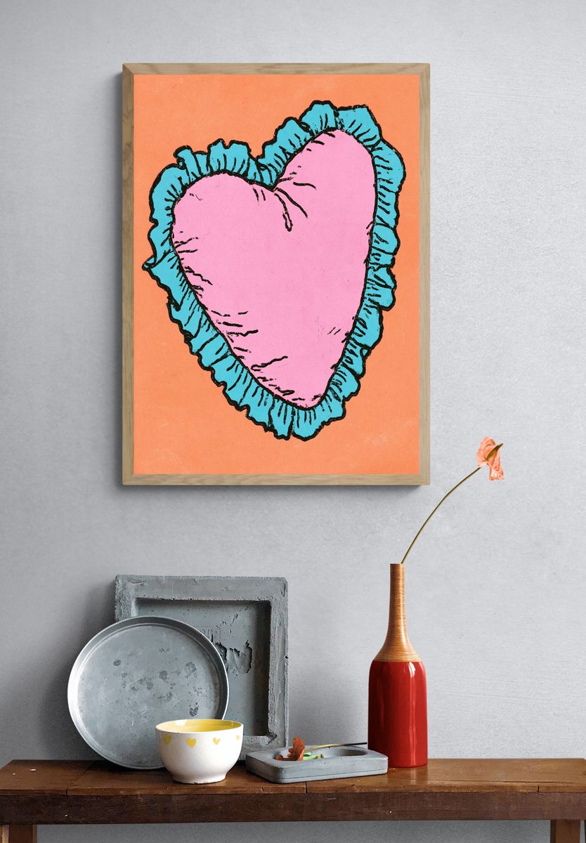 Pink Heart Illustration Poster. — room view 3