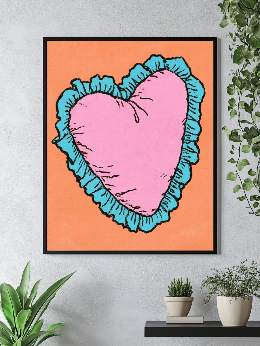 Pink Heart Illustration Poster. — room view 4