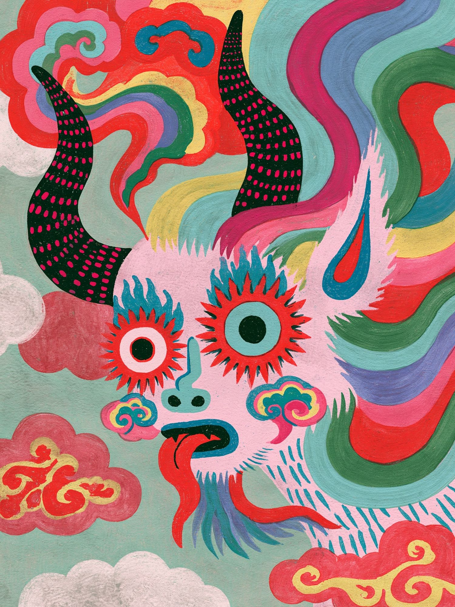 Mythic Dragon Illustration Poster. poster detail