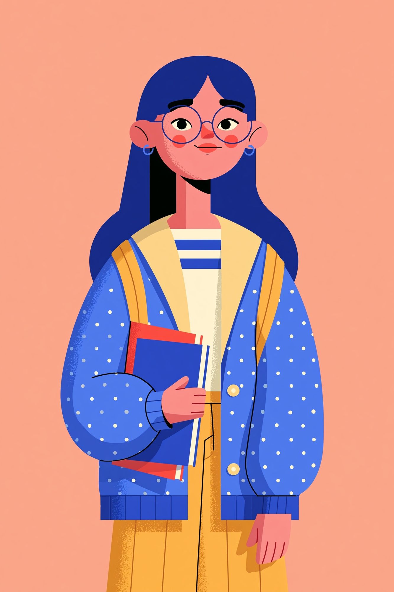 Girl with Books Illustration Poster. poster detail