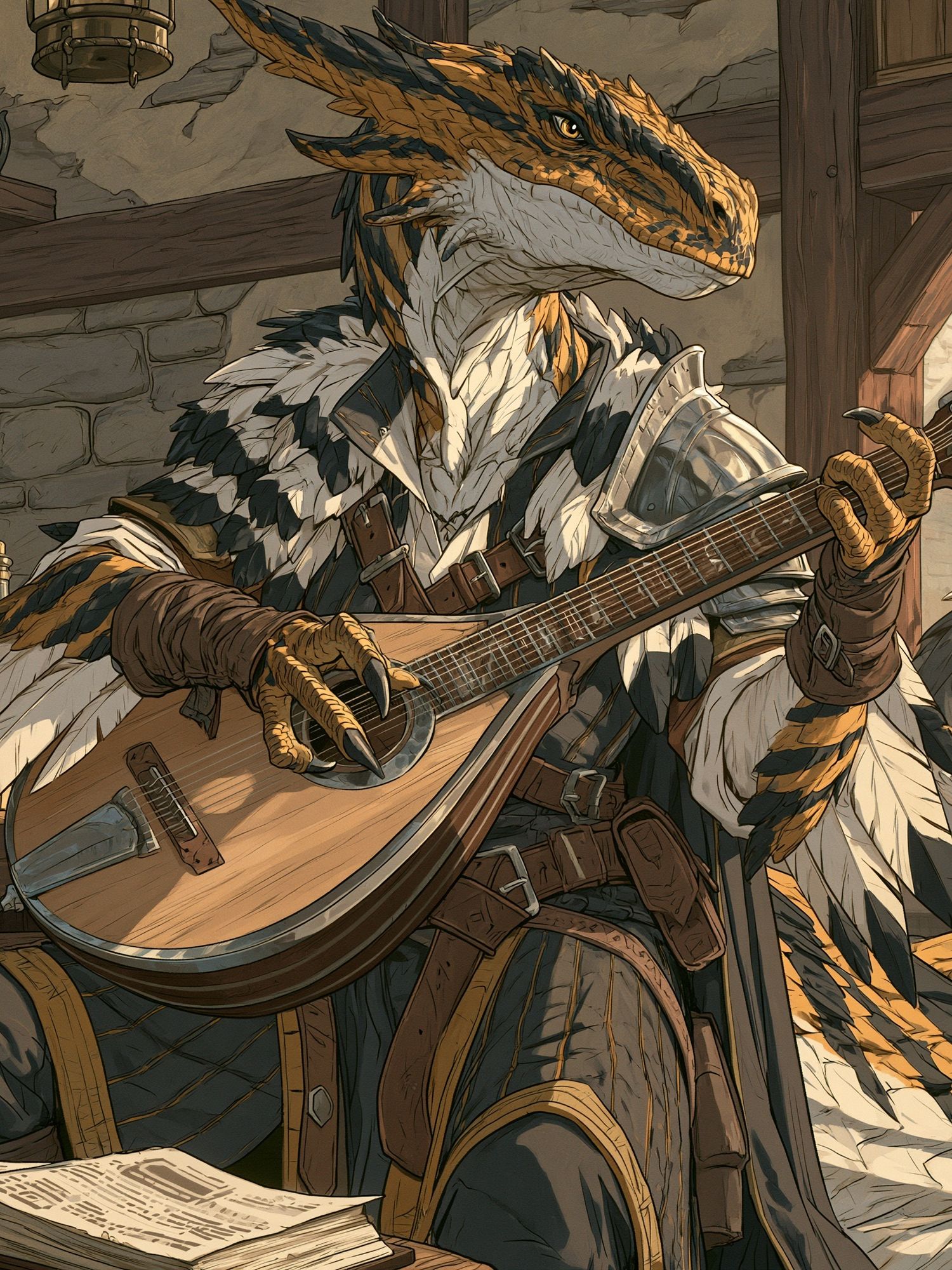 Dragon Bard Fantasy Illustration Poster. poster detail