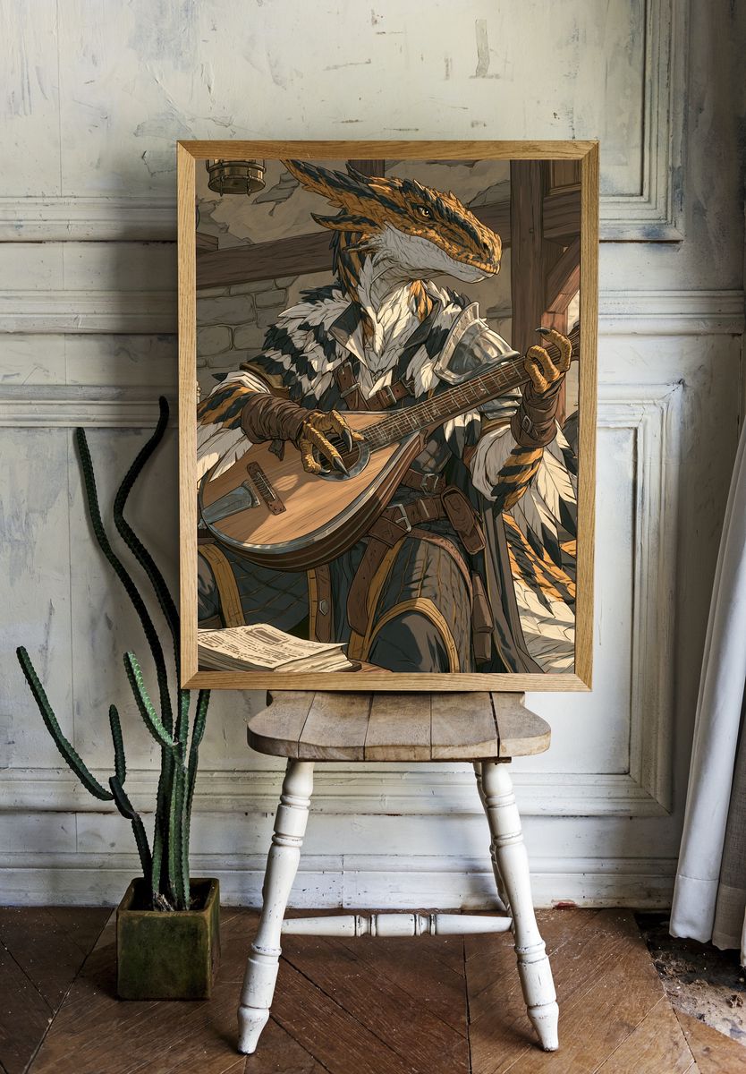 Dragon Bard Fantasy Illustration Poster. — room view 1