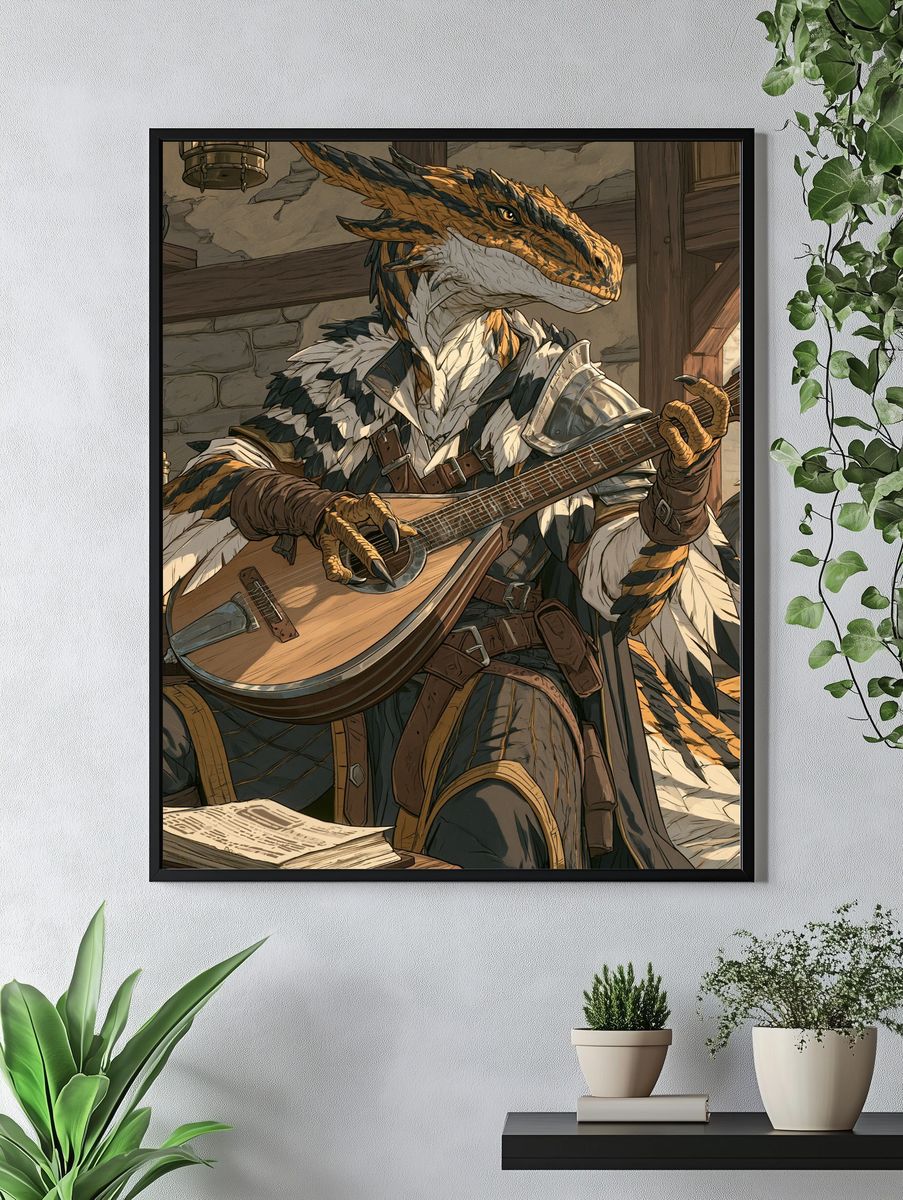 Dragon Bard Fantasy Illustration Poster. — room view 4