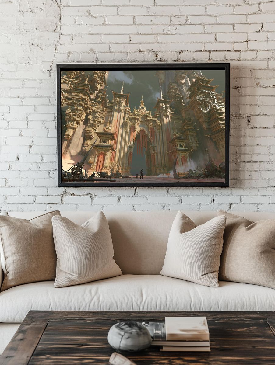 Sci-Fi Temple City Illustration Poster. room preview