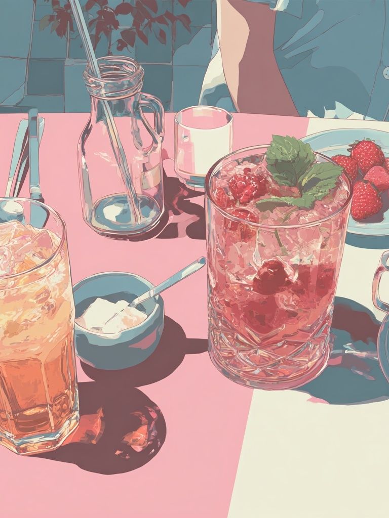 Pastel Brunch Table Illustration Poster. poster detail