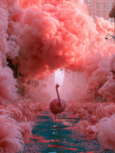 Pink Flamingo Dreamscape Poster. poster