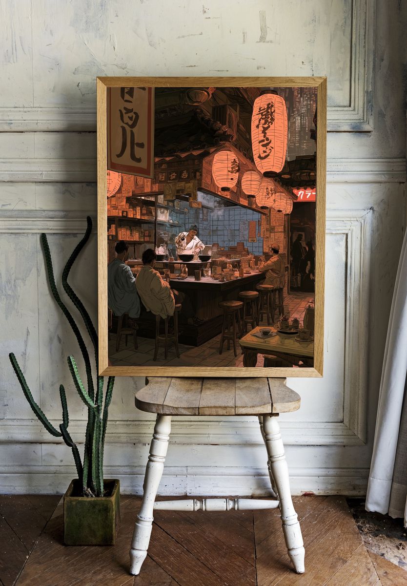 Tokyo Ramen Alley Illustration Poster. — room view 1