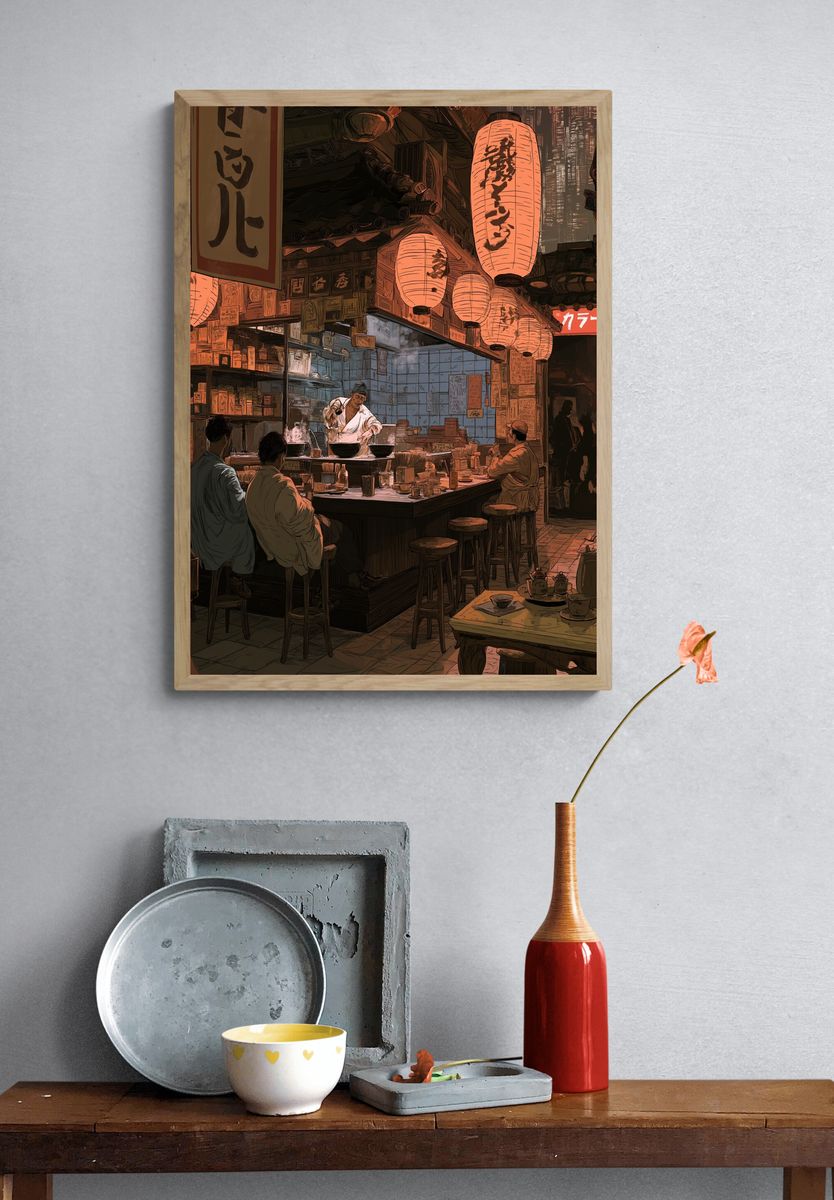Tokyo Ramen Alley Illustration Poster. — room view 3