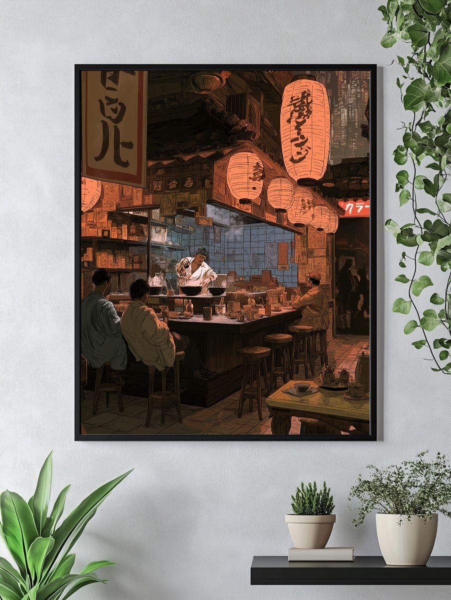 Tokyo Ramen Alley Illustration Poster. — room view 4