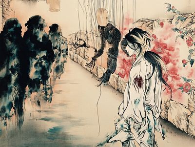 Geisha Watercolor Ink Poster. poster