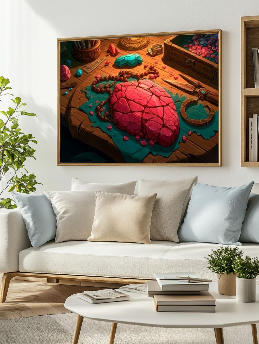 Gemstone Heart Illustration Poster. — room view 2