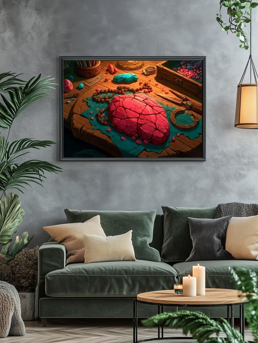 Gemstone Heart Illustration Poster. — room view 4