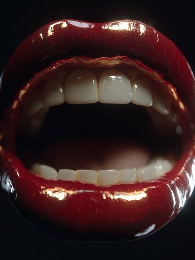 Glossy Red Lips Typography Print. poster