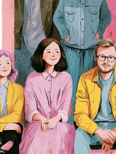 Pastel Group Portrait Illustration Poster. poster