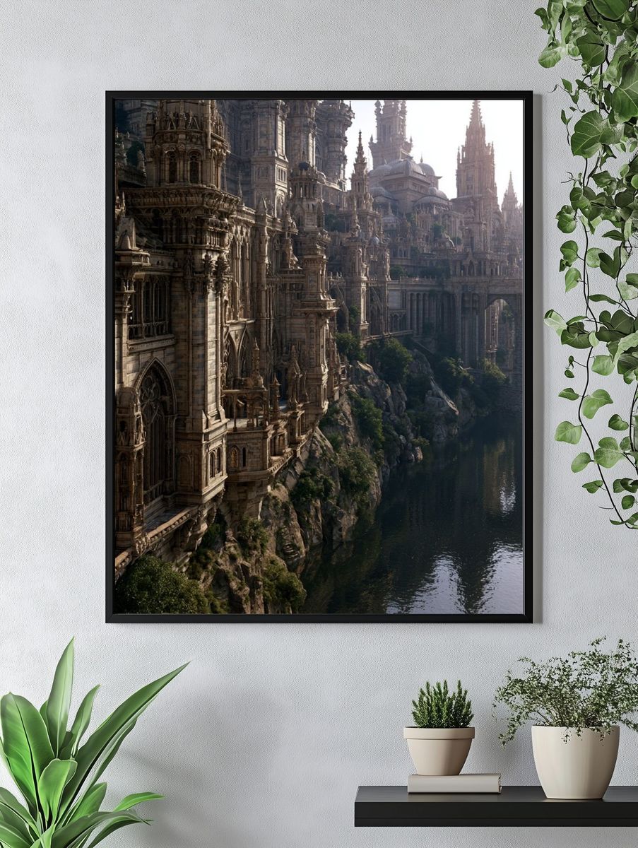 Fantasy Gothic Cityscape Print. — room view 4