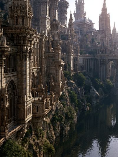 Fantasy Gothic Cityscape Print. poster