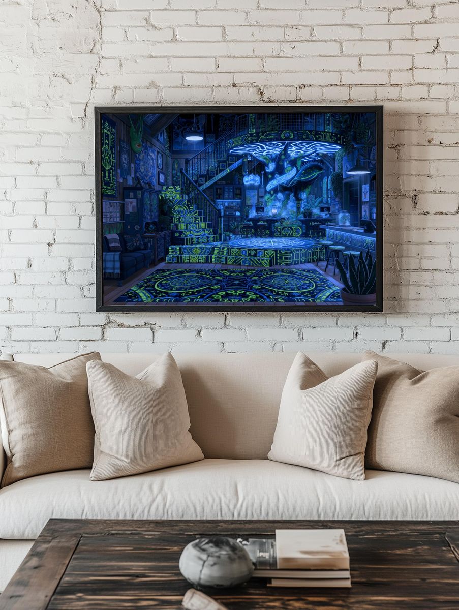 Neon Treehouse Interior Print. — room view 1