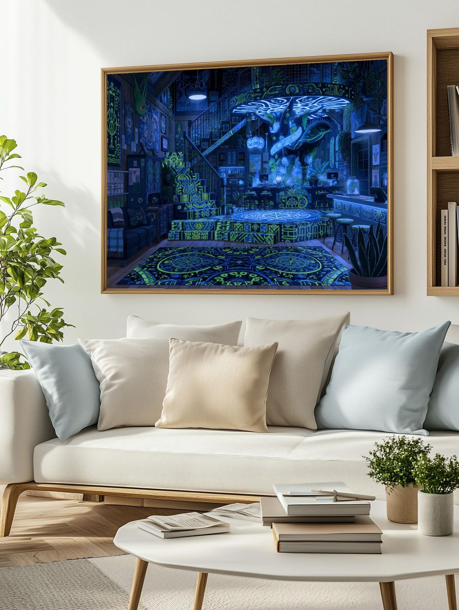 Neon Treehouse Interior Print. — room view 2