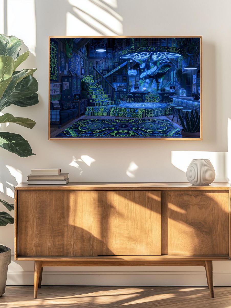 Neon Treehouse Interior Print. — room view 3