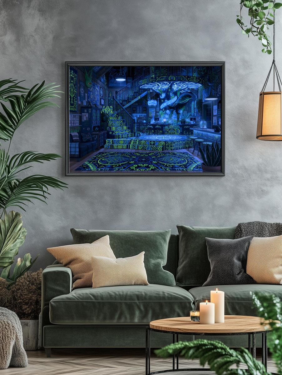 Neon Treehouse Interior Print. — room view 4