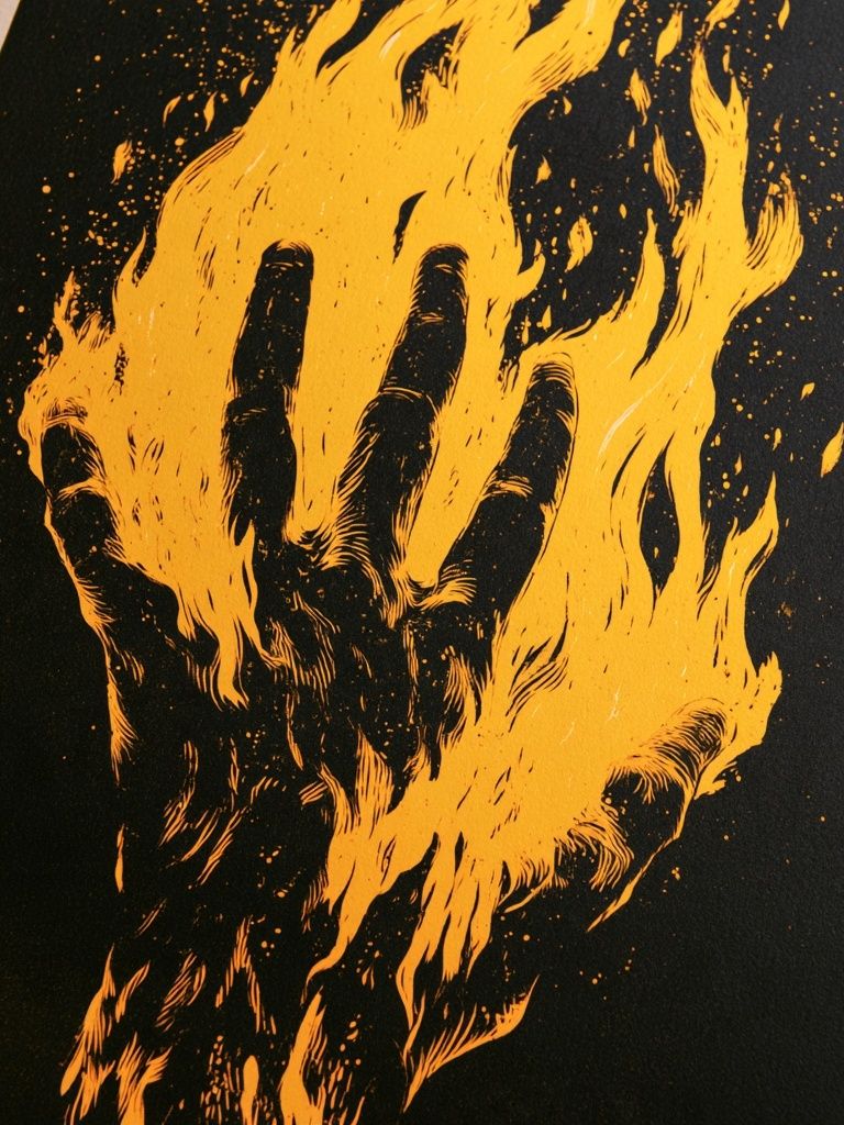 Flaming Hand Illustration Poster. poster detail