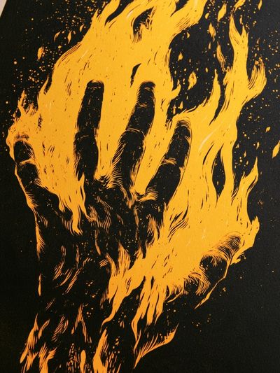 Flaming Hand Illustration Poster. poster