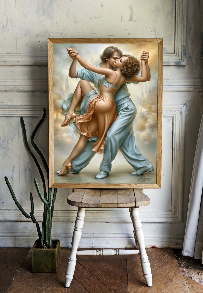 Romantic Dance Couple Illustration Poster. room preview